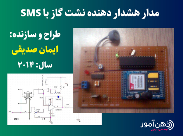 مدار هشدار دهنده نشت گاز با SMS